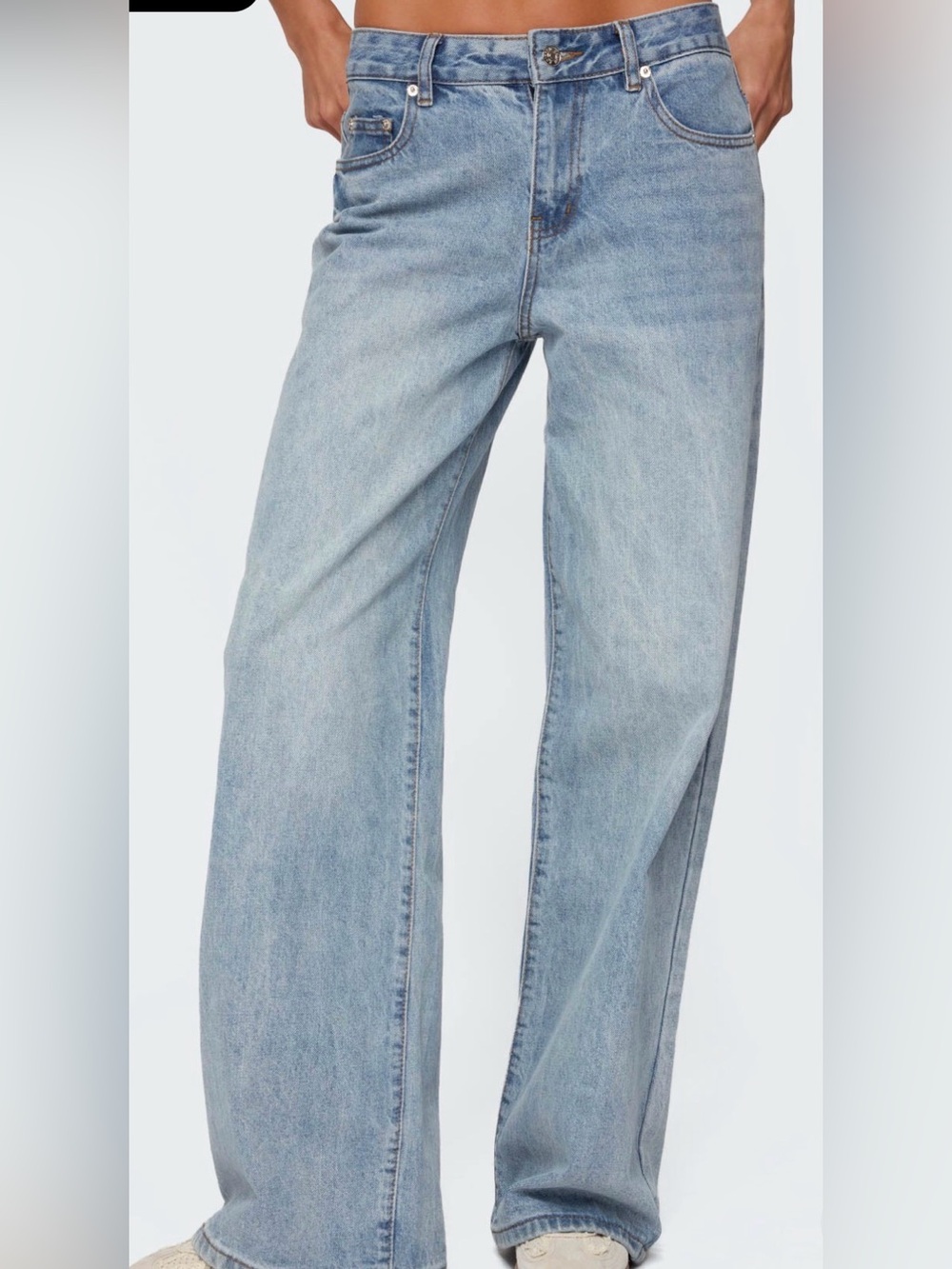 Edikted Light Blue Wide Leg Jeans